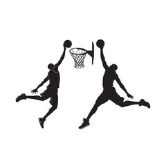 basketball slam dunk vector silhouette clip art logo design illustration
