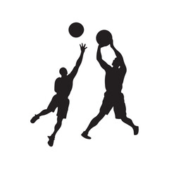 basketball slam dunk vector silhouette clip art logo design illustration