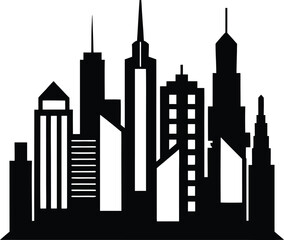 Obraz premium Majestic City Skyline Illustration Urban Architecture Vector Graphic