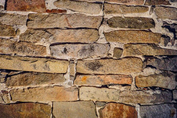 Ancient stone masonry of the castle wall.