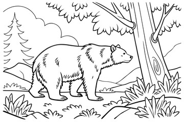 coloring page line art the deer black vector