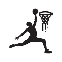 basketball slam dunk vector silhouette clip art logo design illustration