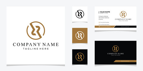 initial letter RR circle round logo design, gold graphic icon concept