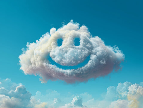 Summer cloud shaped like giant smile emoji