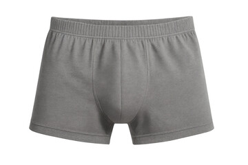 Grey boxer shorts lying flat, revealing minimalist design and soft fabric texture on clean white surface