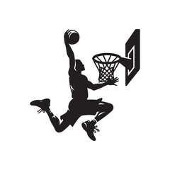 basketball slam dunk vector silhouette clip art logo design illustration