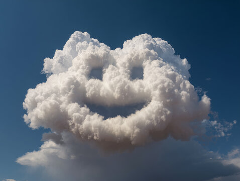 Summer cloud shaped like giant smile emoji - Powered by Adobe