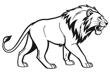 coloring page line art the lion black vector
