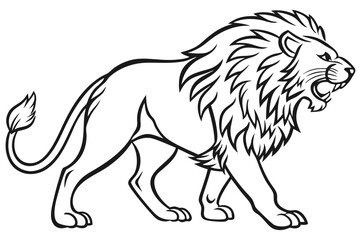 coloring page line art the lion black vector