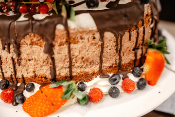 Wedding Cake with Chocolate and Strawberries