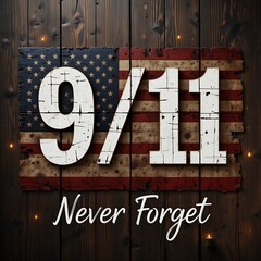 9/11 Patriot Day: Never forget 911 on a wooden american flag