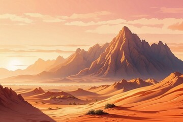 Naklejka premium sunset in the desert