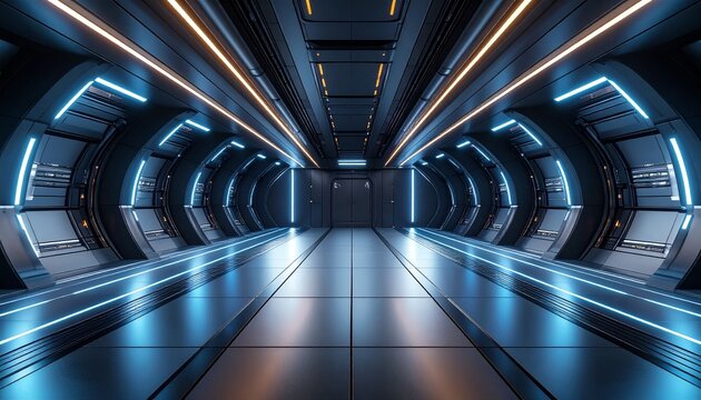 Science Fiction Spaceship Hallway Background
