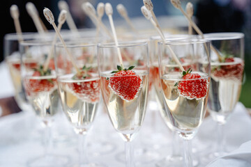 Champagne reception at a wedding