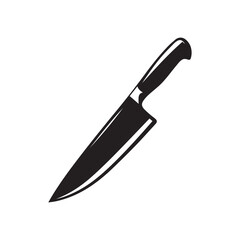 Kitchen knife with sharp steel blade icon vector silhouette symbol isolated on white background