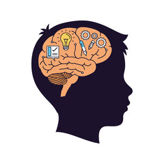 Childs Brain with Ideas Creativity and Innovation Education Learning and Problem Solving Concept Illustration