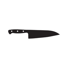 Kitchen knife with sharp steel blade icon vector silhouette symbol isolated on white background