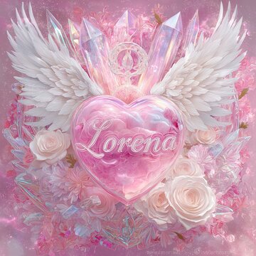 Ethereal heart with wings and crystals, advertising concept