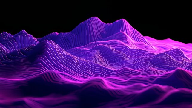 Purple mountain range with a purple ocean in the background. The mountains are very tall and the ocean is very deep - Powered by Adobe