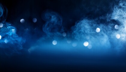 Obraz premium dark blue smoke and fog background with subtle bokeh lights