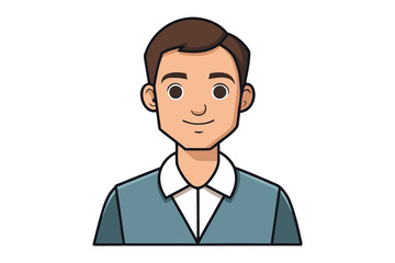 A Friendly Portrait: Capturing a clean illustration of a man exudes warmth, positivity, and approachable professionalism. Clean-cut style reflects an image of confidence, and modern charm.