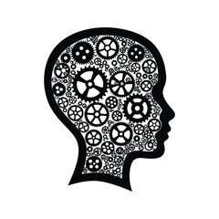 Human Head Filled with Interlocking Gears Cogs Brainpower Creativity Concept