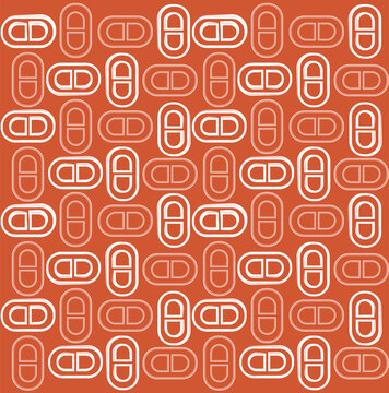 Luxury geometric seamless pattern inspired by Hermes Paris fashion, featuring bold capsule-style shapes in vibrant modern colors.