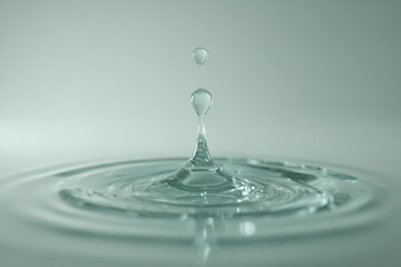 A single water drop impacting surface creating dynamic ripples and beautiful visual effects