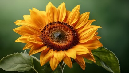 Obraz premium a striking sunflower displays vibrant yellow petals and a textured center accompanied by budding flower leaves