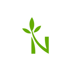 N Green Leaf logo icon. agriculture, green, health, leaf