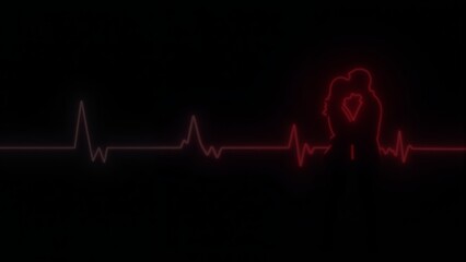 Heartbeat connection captured in vibrant neon hues celebrates love and intimacy in a stylish urban setting