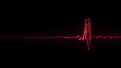 Heartbeat connection captured in vibrant neon hues celebrates love and intimacy in a stylish urban setting