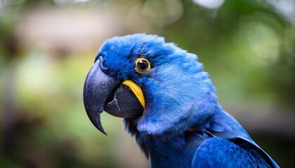 Obraz premium vibrant blue parrot portrait nature setting animal photography close up colorful wildlife stunning avian beauty