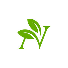 N Green Leaf logo icon. fresh, initial, ecological, leaves, botanical, green leaves, forest