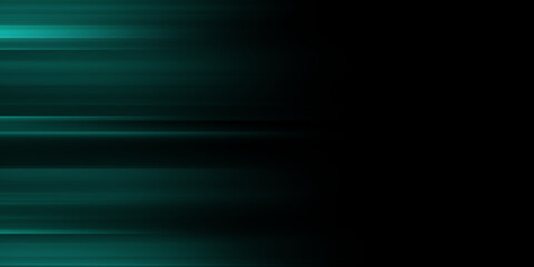 Moving fast green laser light beams isolated on black background. Abstract light effect. Green lens flare. Horizontal rays glowing in the dark
