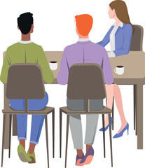 People sitting at a table with coffee for comfortable negotiations