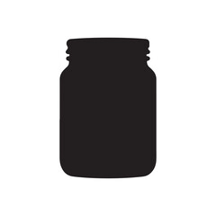Square glass jar silhouette isolated on white background