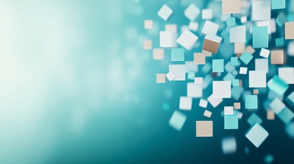 Obraz premium A visually captivating abstract image featuring floating cubes in soft pastel hues against a blurred background, ideal for use in technology, design, and creative projects to convey innovation,