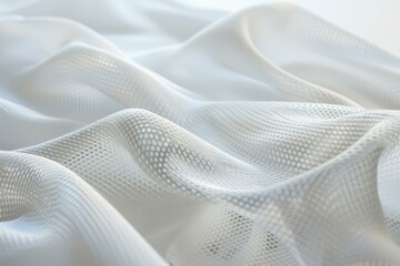 White breathable sportswear mesh fabric creating soft folds and waves, perfect for activewear