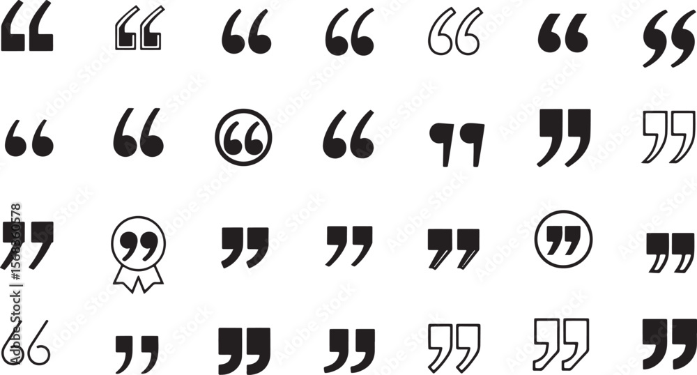 Fototapete versatile vector icon set of various quotation mark styles, perfect for enhancing text, adding empha