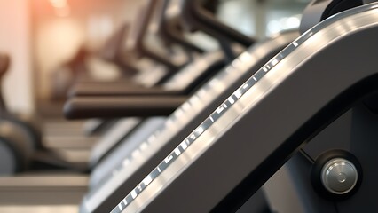 Modern gym equipment showcases sleek metallic details with a soft background.