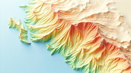 Majestic mountain range unfolds in vibrant hues, showcasing nature's beauty under a clear sky with tranquil waters below