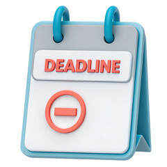A calendar page marked with -Deadline- in red, isolated on transparent background