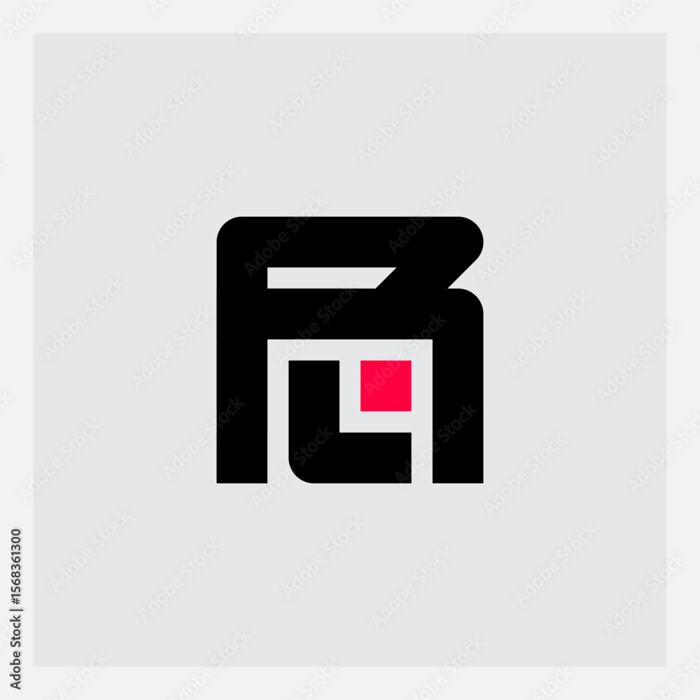 Fototapete rl - logotype with letters and red dot. r and l - initials or logo with accent of red square. design