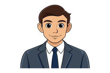 Professional Portrayal: A meticulously crafted illustration of a smartly dressed gentleman in a suit and tie, presenting a confident and composed demeanor.