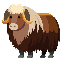 vector illustration of cartoon muskox