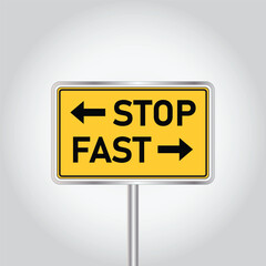 Fast or slow road sign, Slovenia traffic sign on a white background. Vector illustration. In a world where choices matter, a fork in the road presents two paths, fast or slow pace, lane or living fast