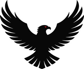 Obraz premium Black eagle silhouette with red eyes