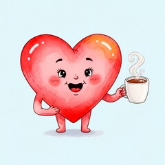 Adorable Heart Characters and Expressive Love Cups Overflowing with Emoticons and Colorful Joy — Ideal for Valentine’s Day, Romance, Digital Stickers, Greeting Cards, and Whimsical Art Projects