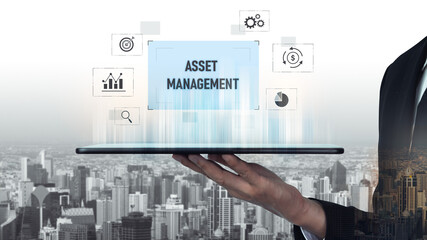 Asset management system showing investment planning, financial goal tracking, ROI analysis, and...